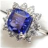 Image 3 : 10K White Gold Natural Tanzanite(4.2ct) Diamond(1.2ct) Twelve Prong Set Diamonds Clarity(Vvs-1 To Vv