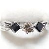Image 1 : Platinum Diamond(Color-G)(0.27ct) Black Diamond(0.3ct) Princess Cut Black Diamond Ring (~Size 6.5)(R