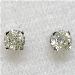 14K White Gold Diamond(0.3ct) Clarity I-2 To I-3, Colour L-M Earrings (~weight 0.44g), Made in Canad