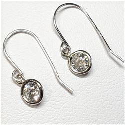 Platinum Diamond(0.35ct) Clarity I-2 To I-3, Hand Assembled Dangle Earrings (~weight 0.53g), Apprais