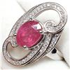 Image 1 : Silver Ruby(2.4ct) Cubic Zirconia Ring (~Size 9)(Ring is resizable for $40) (~weight 7.2g), Suggeste