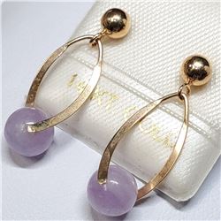 14K Yellow Gold Lavender Jadiete Earrings, Made in Canada, Suggested Retail Value $300 (Estimated Se