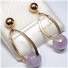 Image 2 : 14K Yellow Gold Lavender Jadiete Earrings, Made in Canada, Suggested Retail Value $300 (Estimated Se