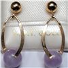 Image 3 : 14K Yellow Gold Lavender Jadiete Earrings, Made in Canada, Suggested Retail Value $300 (Estimated Se