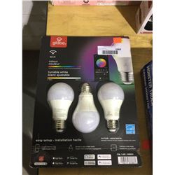 Globe Wi-Fi A19 Color Changing Tunable LED Bulbs in White 3-Pack