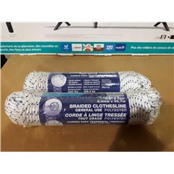 Ben-Mor Polyester Braided Clothesline 1/4" x 150' Lot of 2