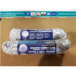 Ben-Mor Polyester Braided Clothesline 1/4" x 150' Lot of 2