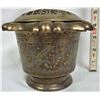 Image 2 : Ornate 4" brass ornamental vase/brass floral frog