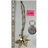 Image 1 : 18" string/bead necklace large floral pendant silver plate 5¢ Buffalo souvenier keychain