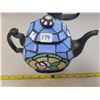 Image 1 : 9" W 8" H 5" D stained glass teapot lamp works by Cheyenne
