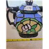 Image 2 : 9" W 8" H 5" D stained glass teapot lamp works by Cheyenne