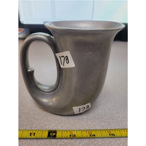 1923 U.S.A. pewter drinking horn 5" H