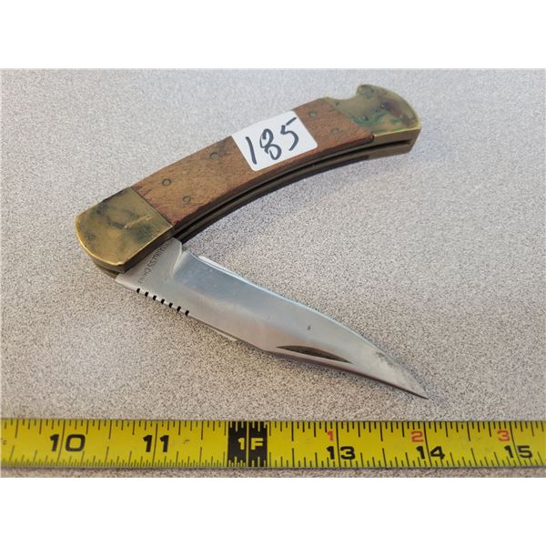 3.5" blade desert ironwood scaled heavy brass butts folding knife