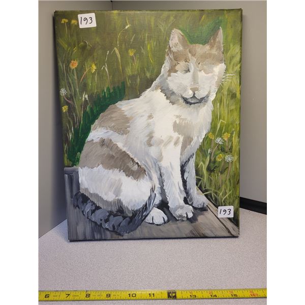 14" X 11" original acrylic on canvas 'Cat Visual Kiss'