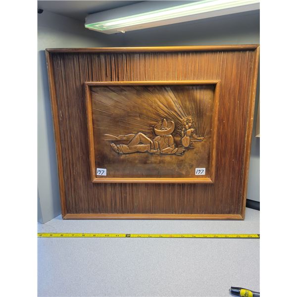 16" X 19" original copper framed tooled copper 1943 Corona