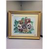Image 1 : 12" X 14" framed under glass original watercolor 'African Violets'