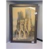 Image 1 : 12" X 17" 1902 print cathedral France framed under glass