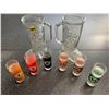 Image 1 : 2 COWBOY BOOT STEINS, 6 POOL SHOOTER GLASSES