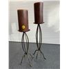 Image 1 : 12" + 14" METAL CANDLESTICKS W/ CANDLES