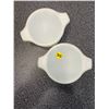 Image 2 : 2 DYNAWARE PYR-O-REY MILK GLASS MINI CASSEROLES