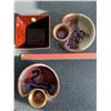 Image 3 : 2 POTTERY SNACK SERVING DISHES + 1 PIER IMPORTS BOWL