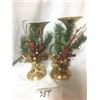 Image 1 : 389-SOLID BRASS 9” FESTIVE CANDLE STICK HOLDERS