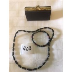 403-VINTAGE CHANGE PURSE WITH MAGNETIC NEKCLACE AND BRACELET