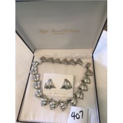 407-FIFTH AVENUE SILVER NECKLACE WITH EARRINGS SET