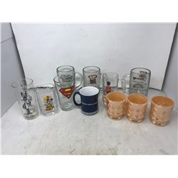11 Assorted Collectible Mugs + Glasses