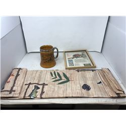 Fisherman's Lot-New Fishing Themed Shower Curtain + Framed Ad + ETC