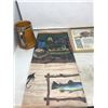 Image 7 : Fisherman's Lot-New Fishing Themed Shower Curtain + Framed Ad + ETC