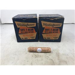 (2) Westinghouse Safe-T-Beam With Aimer Buttons Headlamp + 1967 Canada Circulated Coin Roll