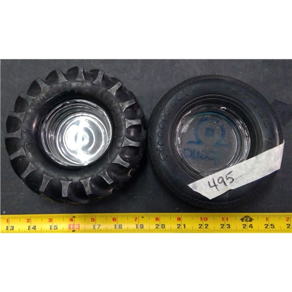 2 Tire Ashtrays - Goodyear & Firestone