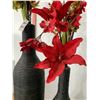 Image 2 : MATCHING BLACK VASES 31" + 21" TALL + ARRANGEMENT