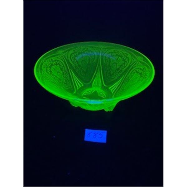Uranium glass 10" diameter bowl