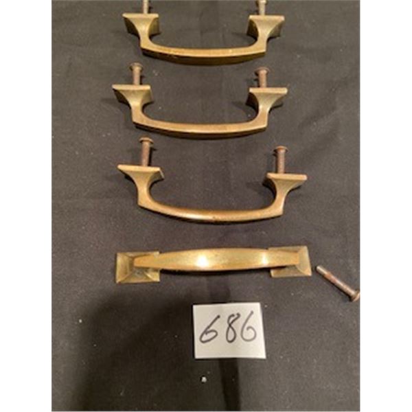 4 brass vintage pulls