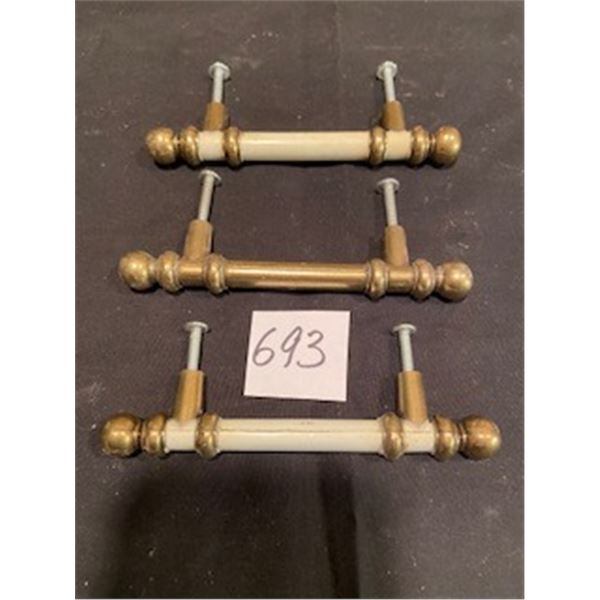 3 vintage brass pulls