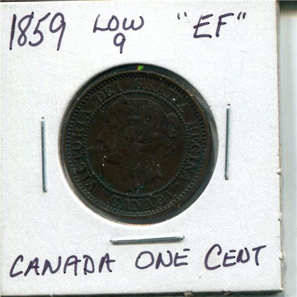 1859 victoria large cent "low 9"