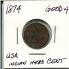 Image 1 : 1874 usa indian head cent