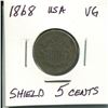 Image 1 : 1868 usa shield 5 cents