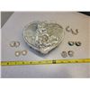 Image 2 : plastic heart shaped jewellery box with earrings