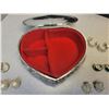 Image 3 : plastic heart shaped jewellery box with earrings
