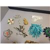 Image 3 : large lot of decorative pins & brooches, tiny metal jewellery box & small heart shaped photo frame
