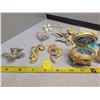 Image 4 : large lot of decorative pins & brooches, tiny metal jewellery box & small heart shaped photo frame