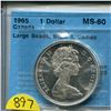 Image 1 : 1965 1 dollar (large beads, blunt 5) ms-60