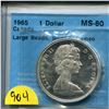 Image 1 : 1965 1 dollar (large beads, blunt 5) ms-60