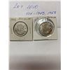 Image 1 : Canada 1943 and 1953 Fifty 50 Cent Piece .800 Silver