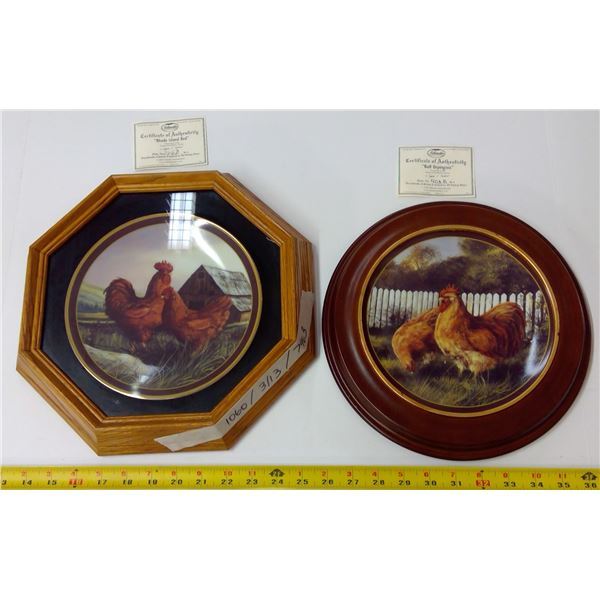 2 Decorative Plates - Rhode Island Red & Buff Orpington