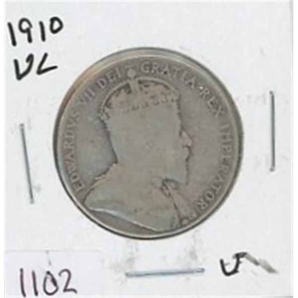 1910 VL Canadian Silver Fifty Cent Piece