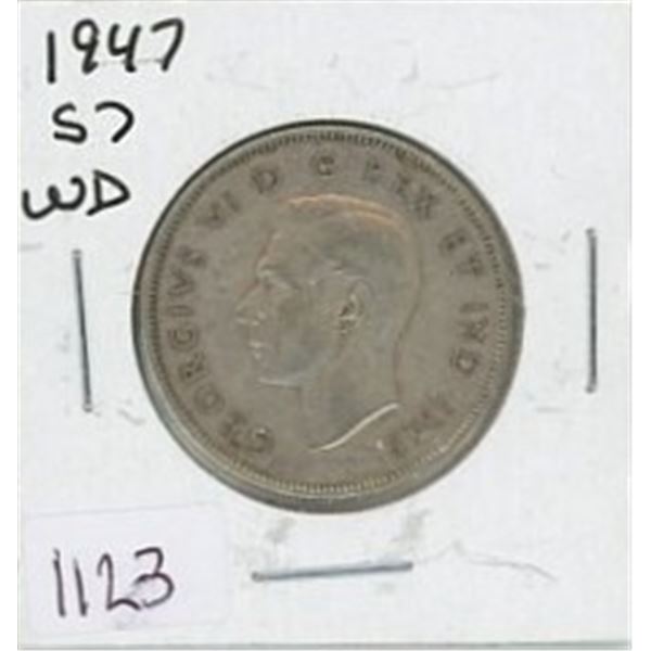 60 1947 S7 WD Canadian Silver Fifty Cent Piece